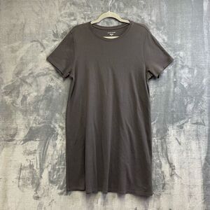 Eileen Fisher Womens Crew Neck Short Sleeve T-shirt Dress Gray Medium
